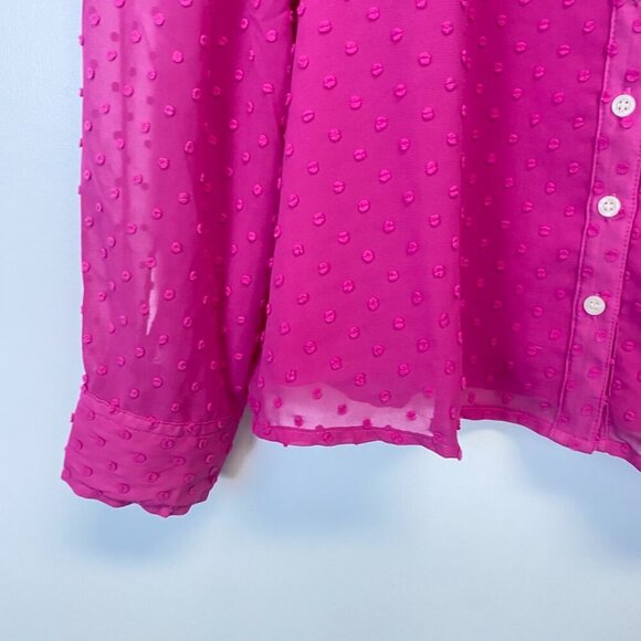 J. Crew Pink Textured Chiffon Ruffle Button Up Blouse - Picture 6 of 15